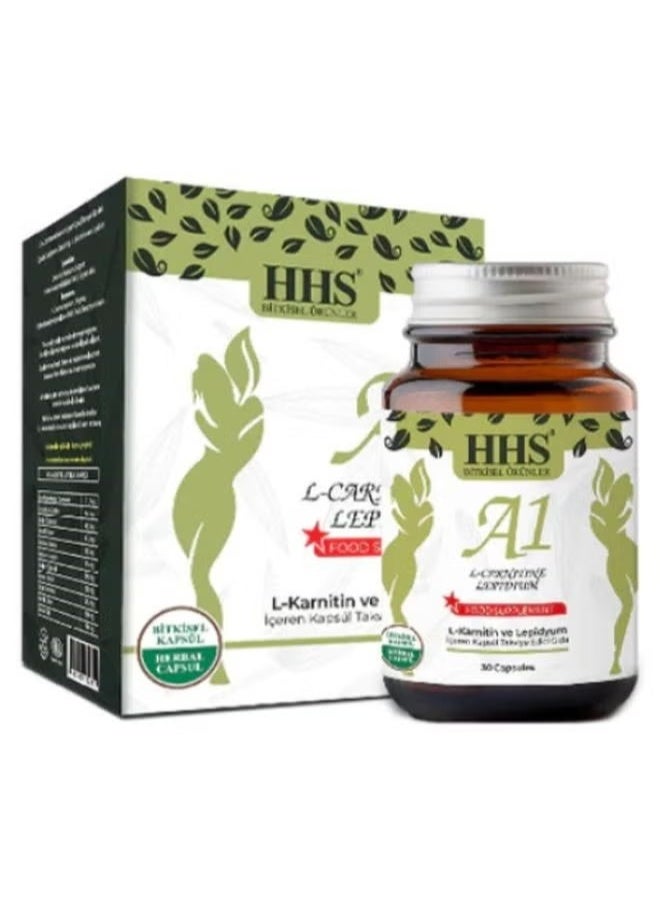 أتش أتش أس مكمل غذائي عشبي لفقدان الوزن من HHS A1 L-carnitine Lepidium - 30 كبسولة - Image 1